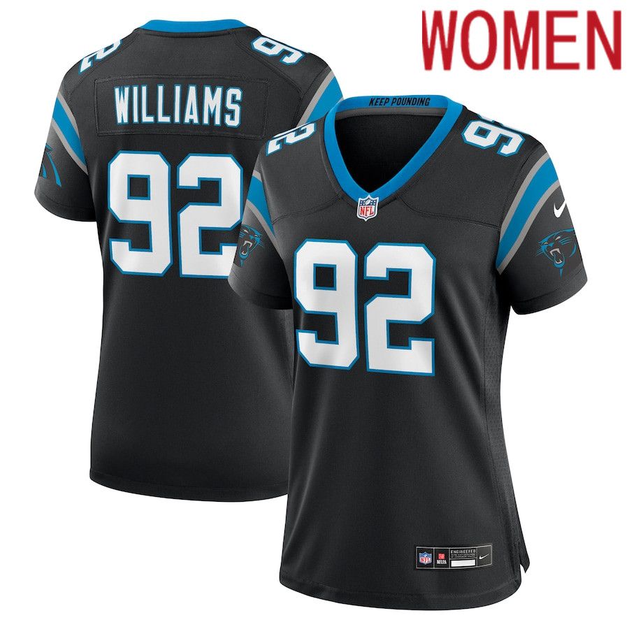 Women Carolina Panthers #92 Raequan Williams Nike Black Team Game NFL Jersey->women nfl jersey->Women Jersey
